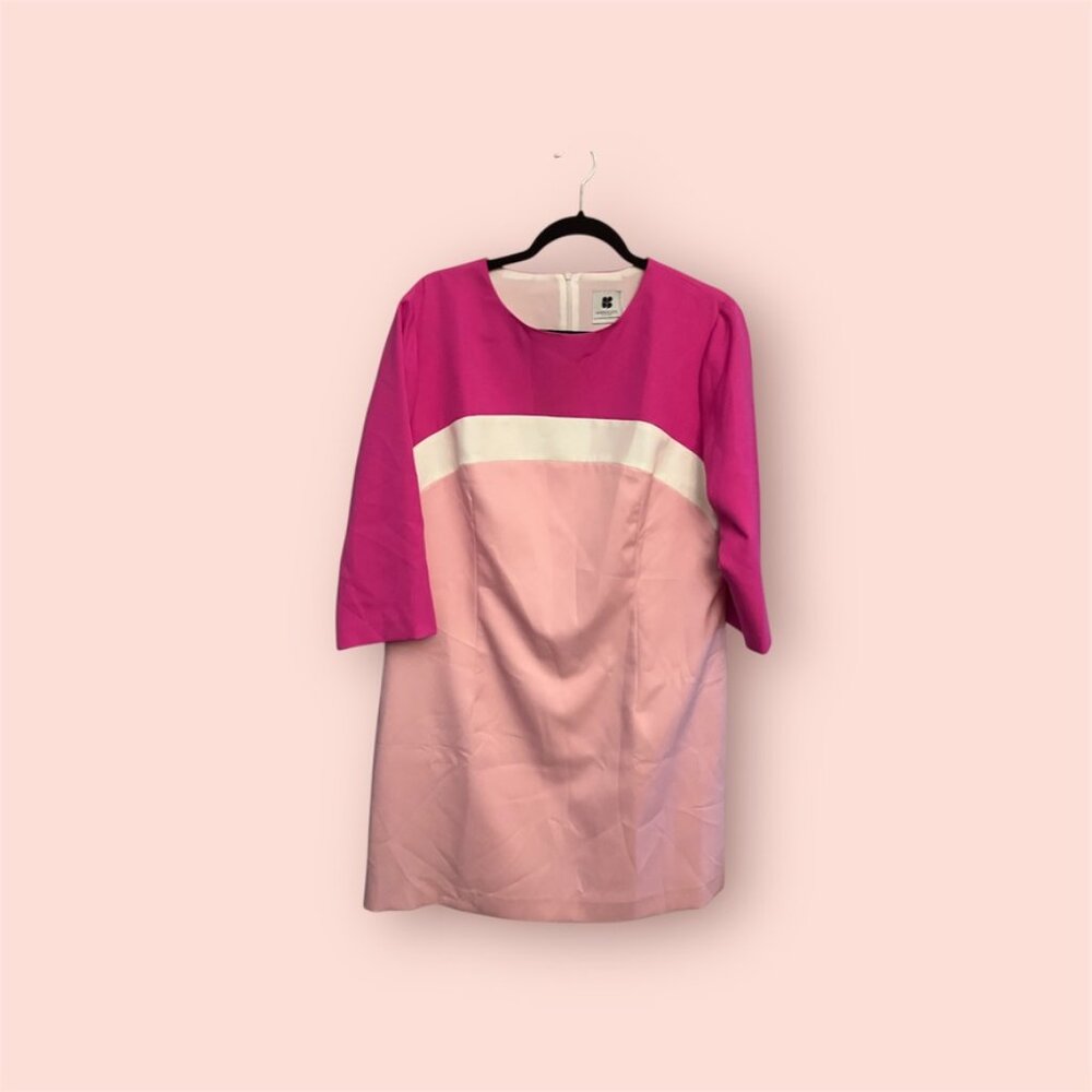 Colorblock Pink Mini Dress with Contrast Band